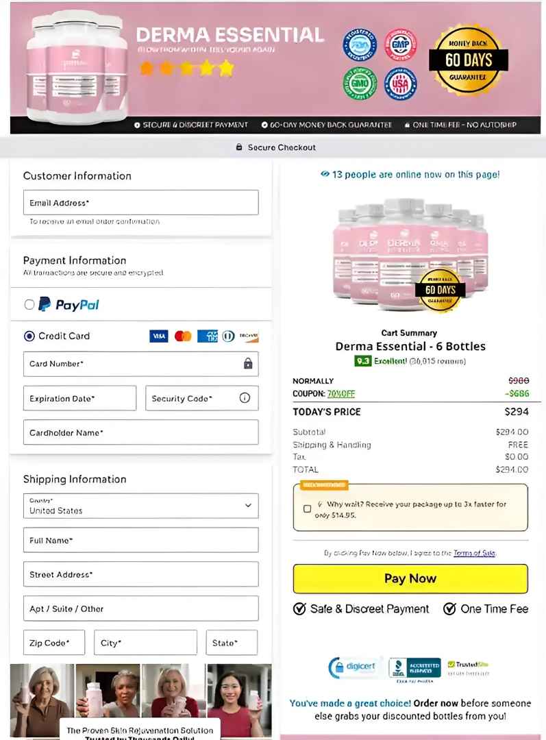 Derma Essential Secure Order Page — Checkout